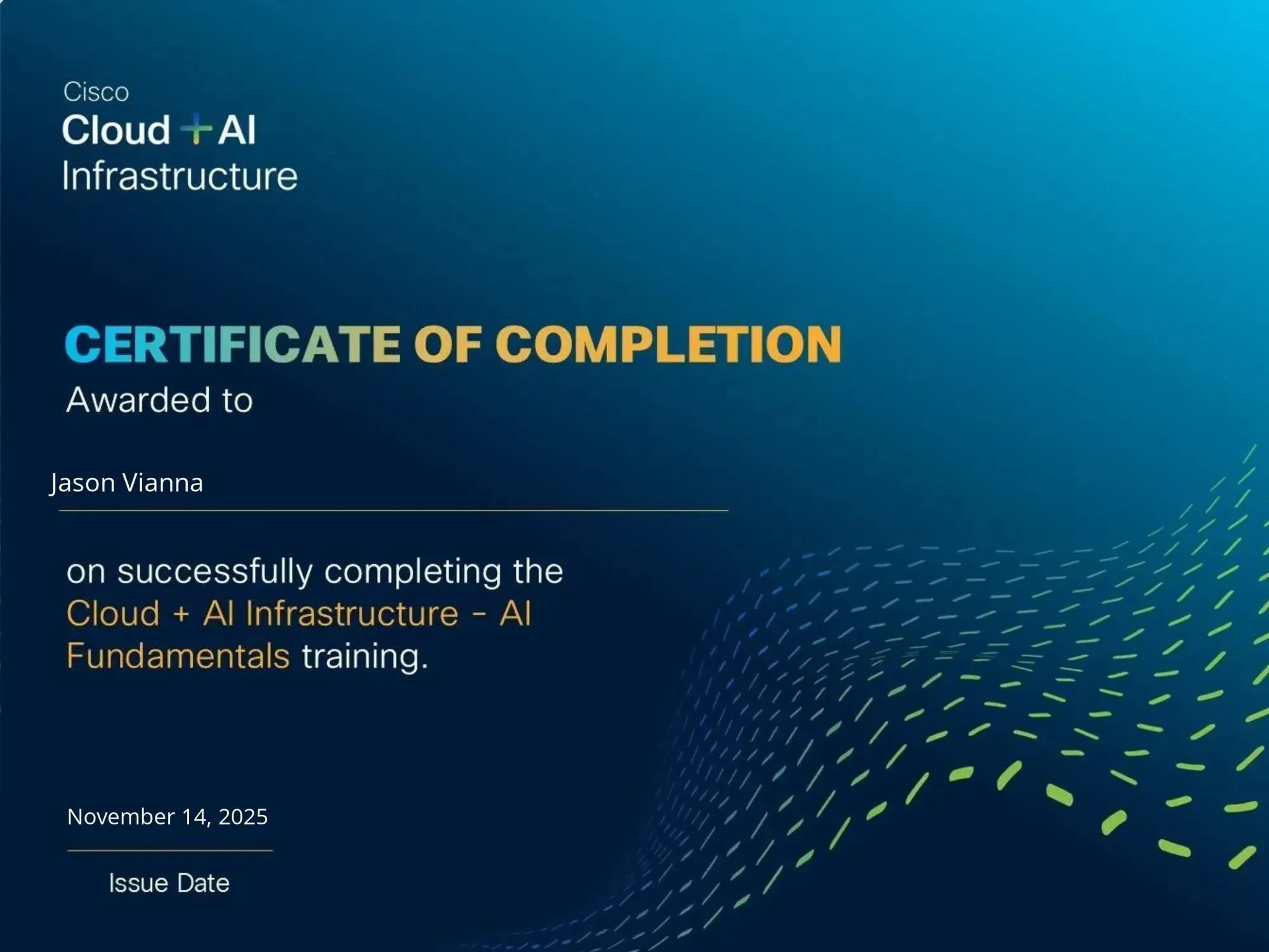 Cloud + AI Infrastructure - AI Fundamentals credential from Cisco